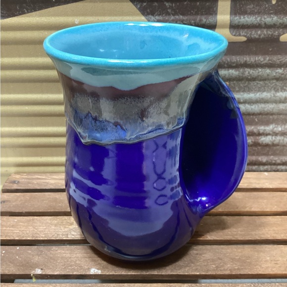 Neher Pottery Clay in Motion Mystic Water Handwarmer (Right) Coffee Mug Cup - Picture 1 of 12